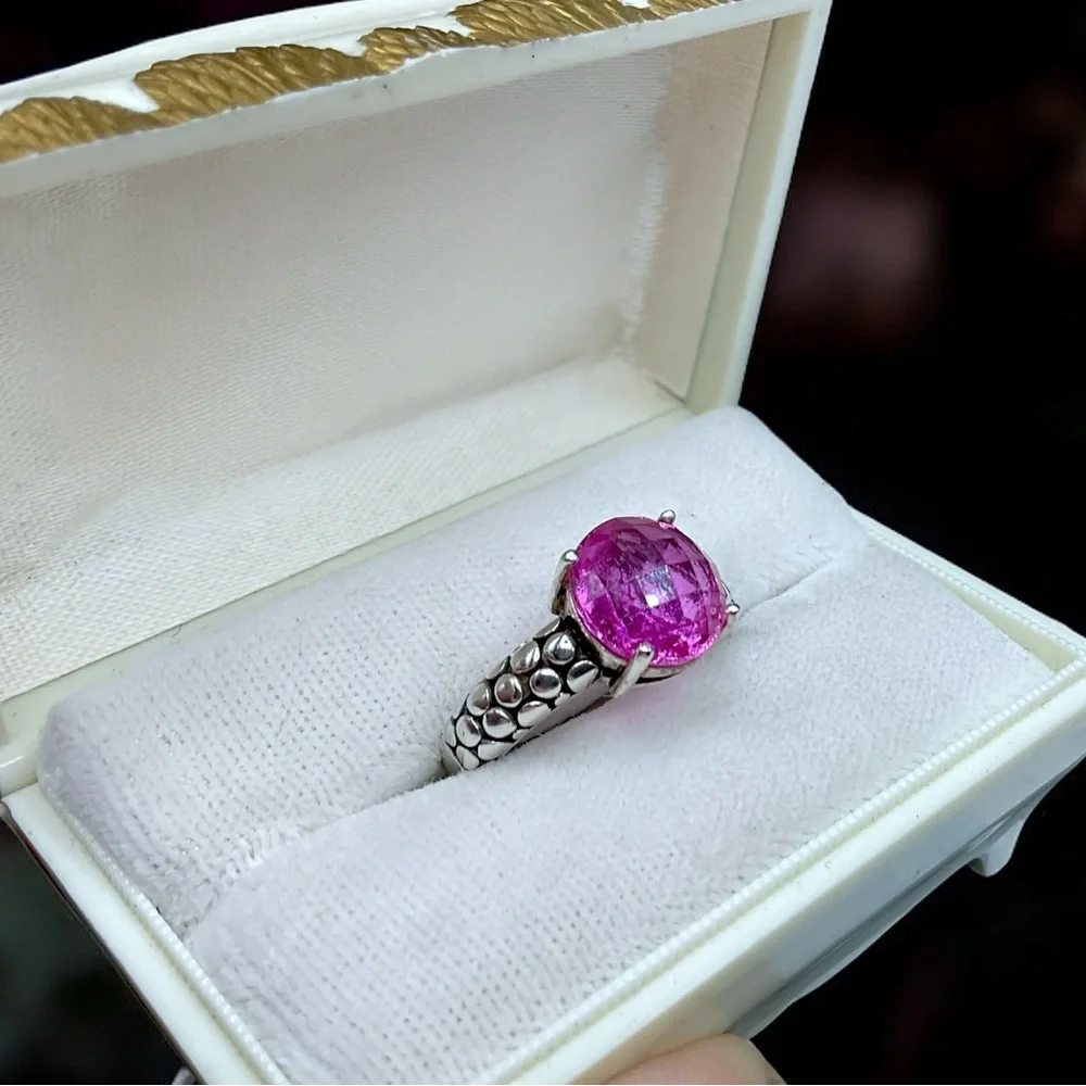 🌺Michael Dawkins Sterling & Pink Sapphire Ring - Picture 10 of 11